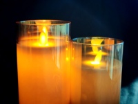 Luxus Champagner Farbe Glas Jar Moving Wick Flackernde flammen lose LED-Kerze