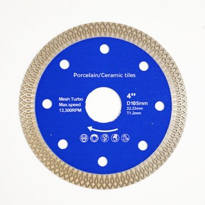 Lame de scie diamantée turbo 115 mm, pressée à chaud, revêtement Ti, 140 dents, soudée haute fréquence pour la découpe du granit, du marbre, de la porcelaine, bleue - Product Image 3