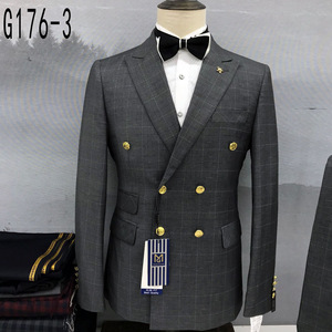 Tailleur da lavoro <span class=keywords><strong>doppiopetto</strong></span> per il commercio estero <span class=keywords><strong>abito</strong></span> <span class=keywords><strong>estivo</strong></span> in tessuto pettinato frontale piatto abbigliamento africano in poliestere/cotone - Product Image 3