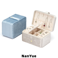 Boîtes à bijoux de voyage en velours en gros, étui portable pour organiser les bijoux, boîte de rangement multicouche pour bagues, boucles d'oreilles et colliers, logo personnalisé