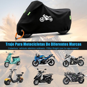Funda impermeable negra para motocicleta con tiras reflectantes y logotipo impreso, diseñada específicamente para proteger motocicletas - Product Image 2