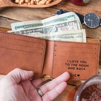 Dompet Kulit Sintetis Pria Tipis Personalisasi, Dompet Pria Custom, Dapat Diukir Laser