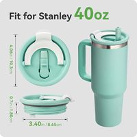 Nouveau couvercle de tasse de voiture en plastique de 40 oz avec double bec verseur, étanche, fileté, avec poignée et paille, pour boissons glacées