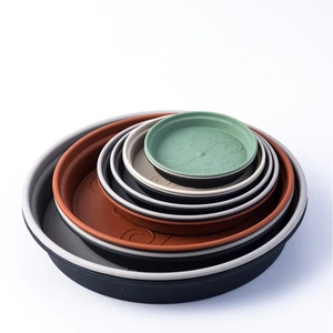 Bandejas de goteo de plástico engrosado Mola al por mayor, base redonda para macetas con aspecto de cerámica, para jardinería en el hogar - Product Image 1