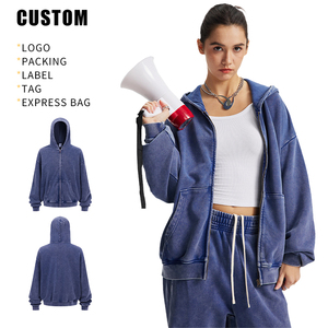 Qualité OEM, 420 GSM, Coton, Fermeture éclair, Poids lourd, Hiver, Écologique, Anti-plis, Vintage, Surdimensionné, À capuche, Homme, Broderie 3D - Product Image 3