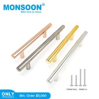 Gagang kabinet dapur baja tahan karat berbentuk T gagang laci tembaga Modern untuk lemari pakaian lemari Harga Untuk kamar tidur