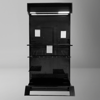 Étagère de présentation perforée tout-en-un pour outils électriques de menuiserie, panneau perforé à plusieurs niveaux avec bande lumineuse LED incurvée
