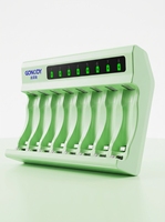 Station de charge universelle durable pour piles AA AAA Li-ion NiMH avec éclairage LED intégré, écran LCD, sortie 5V/3A