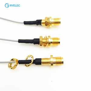 สายเคเบิลแบบ pigtail สีเทาขนาด 1.13 มม. พร้อมหัวต่อแบบ SMA ตัวเมียสำหรับติดตั้งด้านหลังแบบกำหนดเองจากโรงงาน ไปยังหัวต่อแบบ U.FL - Product Image 2