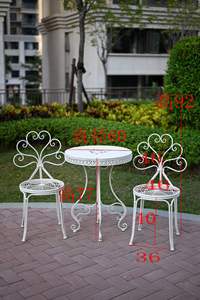 Ensemble <span class=keywords><strong>de</strong></span> <span class=keywords><strong>jardin</strong></span> extérieur en <span class=keywords><strong>fer</strong></span> <span class=keywords><strong>forgé</strong></span> <span class=keywords><strong>de</strong></span> style pastoral américain Table durable Chaise Balcon Support décoratif Vieux pot <span class=keywords><strong>de</strong></span> fleurs pour parcs - Product Image 3