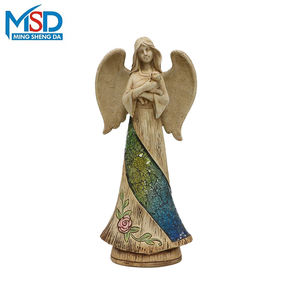 Estatua de Ángel de Mosaico de Vidrio y Resina, Figura de Ángel Sosteniendo un Bebé con Acabado Floral Craquelado para Decoración Religiosa del Hogar - Product Image 2