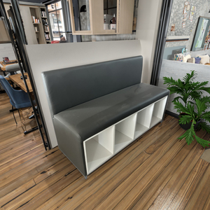 Banquette moderne en PU à dossier simple avec structure en bois manufacturé et rangement intégré - Product Image 3