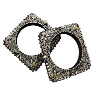 Exclusive Oxidized Silver Square <b>Bangles</b> <b>Set</b> Design for Women for Wedding Party Ethnic Traditional and Reception Collection - Product Image 2