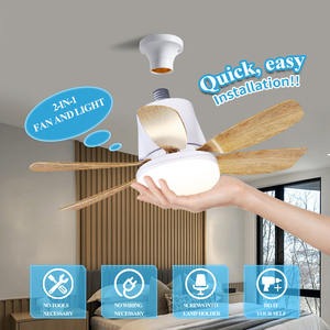 Ventilador <span class=keywords><strong>de</strong></span> Techo LED con Luz, Cabezal Móvil, Regulación Inteligente, Bombilla E27, Decoración del Hogar, Rotación <span class=keywords><strong>de</strong></span> 360°, Control Remoto, Ventilador <span class=keywords><strong>de</strong></span> Techo Moderno - Product Image 1