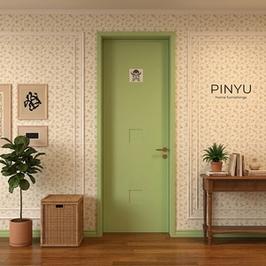 Pastellgrüner Schwingtür-Kleiderschrank aus Massivholz im minimalistischen Stil für Schlafzimmer, Boutique und Inneneinrichtung – Türmontage - Product Image 2