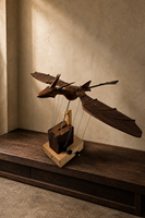 Sculpture cinétique en bois de noyer noir, sculptée à la main, avec base, pour la décoration intérieure du salon ou du bureau