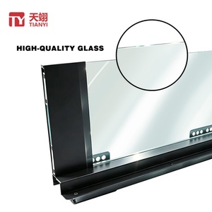 TIANYI Glass <b>Side</b> <b>Drawer</b> Box System Soft Close Box with Glass <b>Sides</b> Black Aluminum Frame for Modern Kitchen Cabinet - Product Image 3
