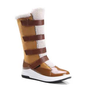 Nieuwe Winter Knie Hoge Warme Sneeuw Boot Polar Fleece Dikke Zool Chunky High Fashion Vrouwen Platform Schoenen Big Size Dames enkellaarsjes