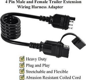 Câble spiralé d'extension de <span class=keywords><strong>remorque</strong></span> plat à 4 voies 4 pieds 4 broches mâle et femelle Adaptateur de faisceau de câblage Câble spiralé extensible - Product Image 3