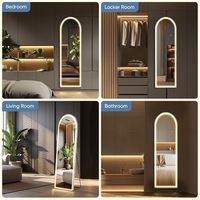 Espejo Arqueado de Cuerpo Entero con Luz, Espejo de Pie LED de Tamaño Personalizado con 3 Colores, Espejo de Pared para Dormitorio