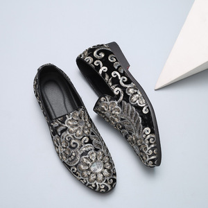 Chaussures à paillettes pour hommes, mocassins de couleur bleue, grande taille 46 47 48, chaussures de bureau et de carrière - Product Image 2