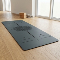 Tapis de yoga personnalisé en caoutchouc naturel PU antidérapant de qualité supérieure avec lignes d'alignement des poses, extra large, épaisseur 5 mm, pour débutants, adhérence supérieure