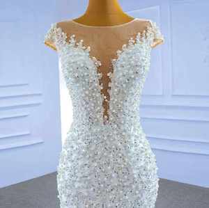 NDB10667 Custom Size Wedding Dress Bridal Gown Heavy Industry Sequin Beads Decoration Fish Tail Trailing Sparking O-neck - Product Image 4