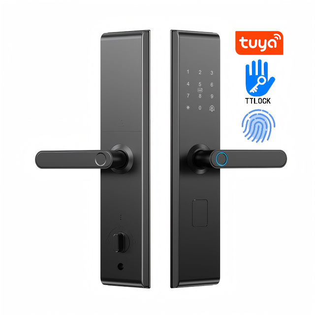 Gate Smartlock Digital Electronic Doorbell Security Handle Rfid Key Card Biometrics Fingerprint Wifi Tuya Slim Smart Door Lock