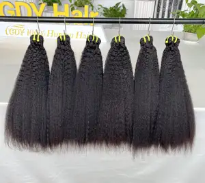 Wholesale Light Yaki Straight Indian Human Hair Extensions Brazilian Double Drawn Yaki Hair Extensions Bundles