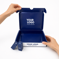 Boîte d'expédition pliante en carton noir personnalisée avec fermeture autocollante pour emballage de cosmétiques, soins de la peau, beauté, e-commerce