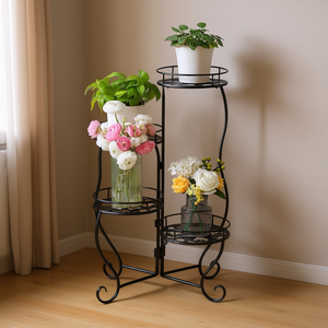 Artisasset Support pour plantes en métal noir à 4 niveaux, 28,3 pouces de hauteur, pour une utilisation en intérieur et en extérieur - Product Image 2