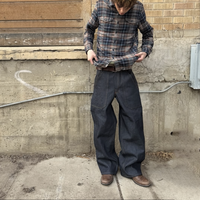 Jean cargo en denim brut OEM, coupe ample, avec poches, délavage personnalisé sur denim blanc, pantalon en jean à jambe large pour hommes et femmes – Grande vente