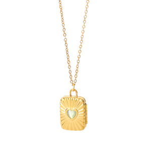 Collier rétro en émail coloré avec diamant soleil lune <span class=keywords><strong>livre</strong></span> ouvrable cœur ouvert géométrique plaqué <span class=keywords><strong>or</strong></span> 18 carats avec pendentif ouvrable et fermable - Product Image 4