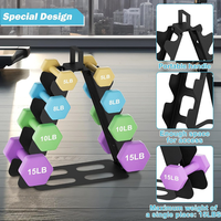 Support pliable pour haltères triangulaires - Support de rangement multi-niveaux pour haltères, en métal robuste, pour salle de sport à domicile, noir/rose