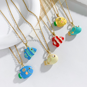 Jeutelis, collar con colgante de cobre a la moda para mujer, gran oferta con dibujos animados del océano, Delfín, ballena, payaso, pez, criatura marina, motivo - Product Image 1