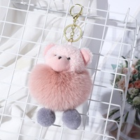 Porte-clés en peluche ours en peluche avec pompon en fourrure 2026, dessin animé, boule de pompon moelleuse, poupée animale, porte-clés, breloque pour sac, jouet, pendentif pour sac à dos