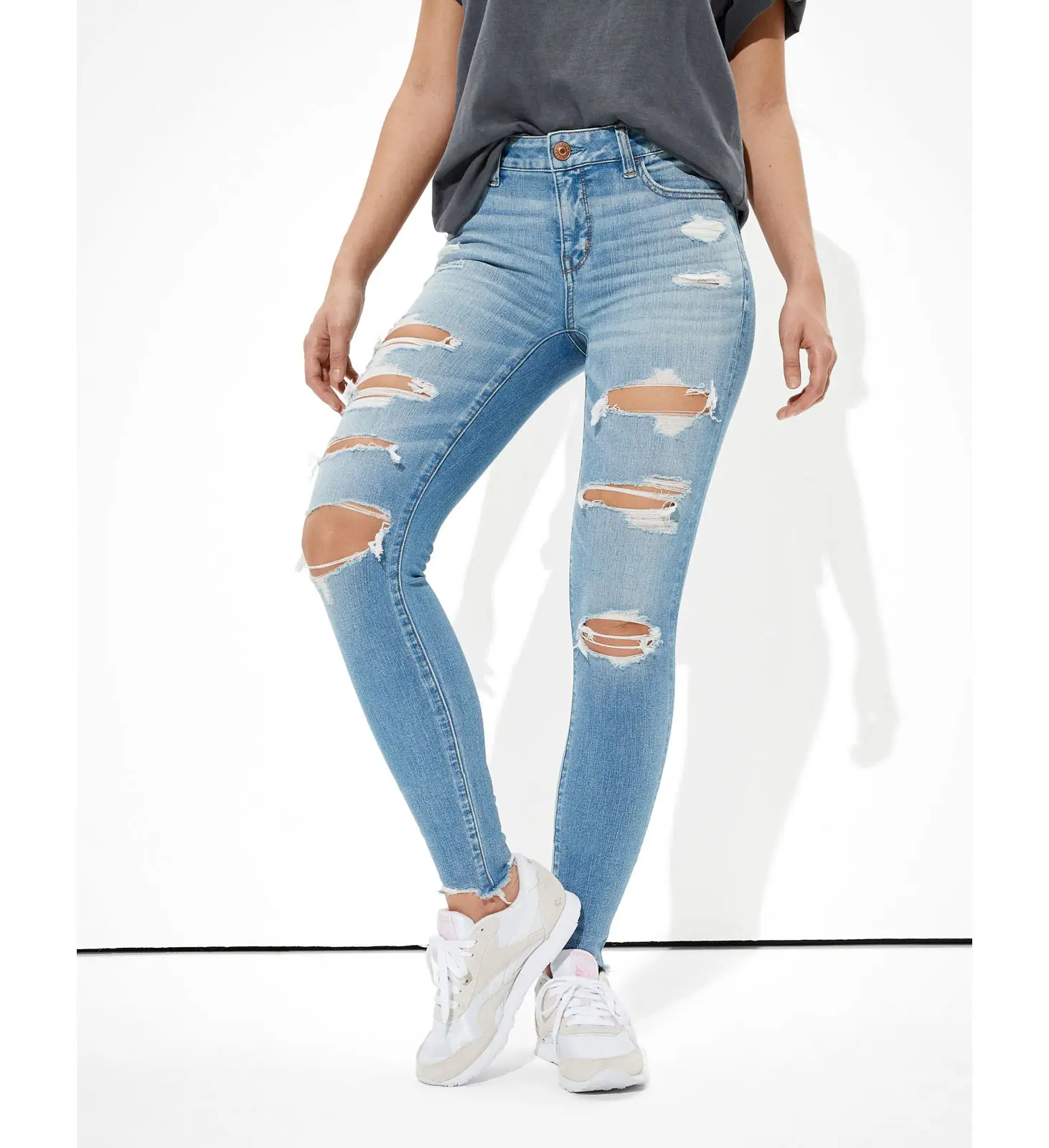 Real Denim Plus Size Womens Hoge Taille Skinny <span class=keywords><strong>Jeans</strong></span> Stretch Gat Vrouwen Gescheurde <span class=keywords><strong>Jeans</strong></span>