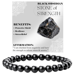 6mm Crystal <strong>Stone</strong> Bracelet - Golden Healer Energy Healing <strong>Engraved</strong> Souvenir De Mariage with Material Energy Card - Product Image 2