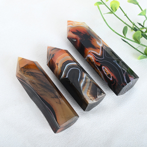 Wholesale Natural Crystal Tower <b>Red</b> and Black Sardonyx Agate Point for Crystal Craft - Product Image 4
