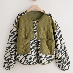 Giacca in Pile Sherpa con Blocchi di Colore Personalizzati per Donne, Giacche Borg Invernali - Product Image 3