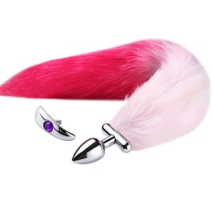 Deformable Replatable Fox Tail Butt Plug para parejas coqueteo Cosplay Animal Fox Tail Ears Set Sin vibrador Metal Anal Butt Plug - Product Image 1