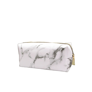 Hot Selling White PU Fashion Candy Pattern Portable Marble Gold Zipper Cosmetic Bag <b>Makeup</b> Brush Travel <b>Case</b> - Product Image 1