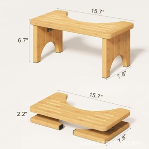Tabouret de toilette en bambou 40x19.8x17.5cm, repose-pieds ergonomique pour salle de bain, pour une utilisation en position accroupie - Product Image 3