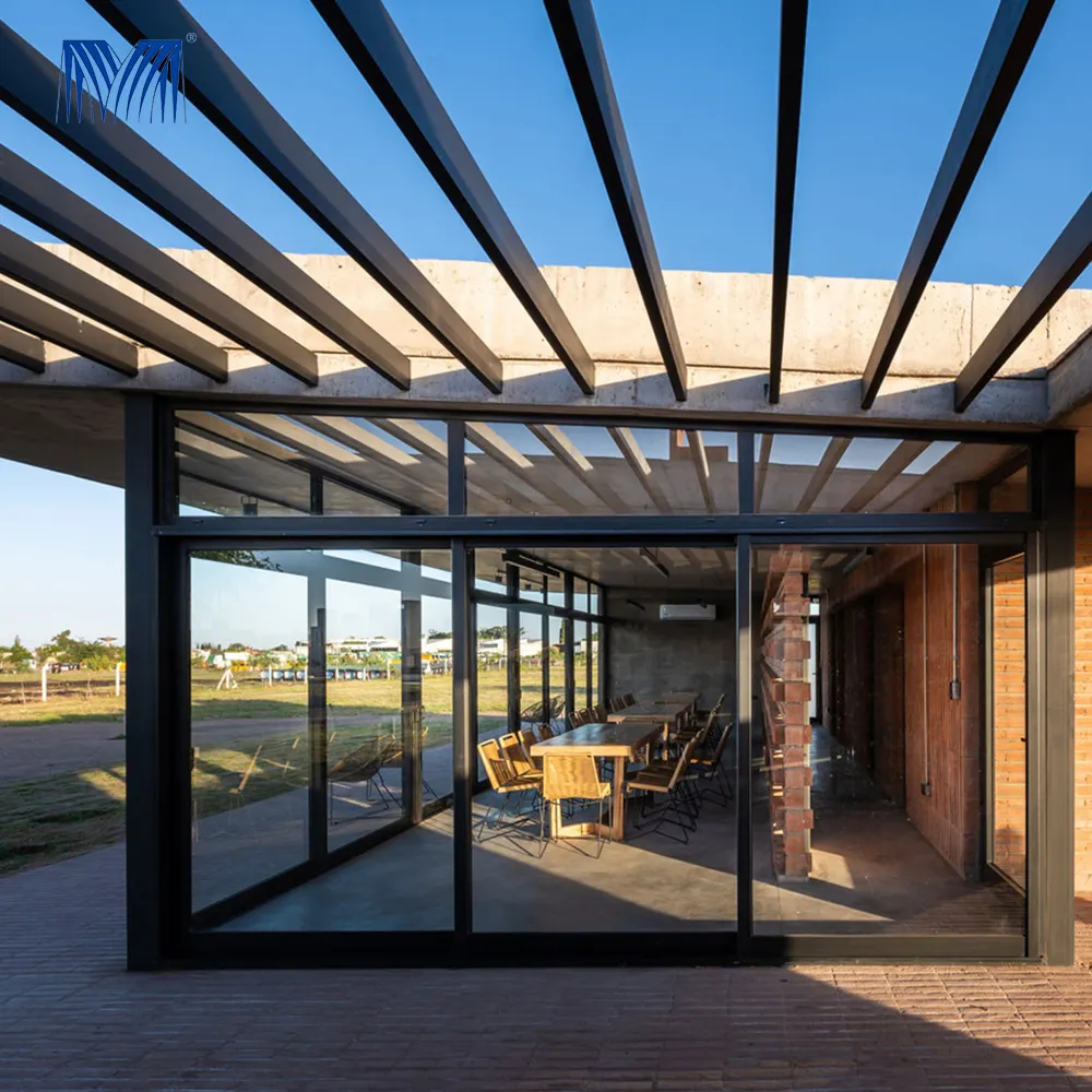 3X3 Luar Ruangan Dinding Oktagon Taman Murah Gazebo Aluminium Sistem Kantilever Tahan Air Listrik Dilipat Bilah Modern untuk Pergola