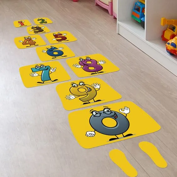איכות גבוהה נשלפת מדבקות רצפה לבית קישוט רצפת hopscotch מדבקות לילדים