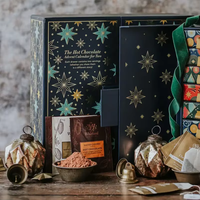 Tiroir de Noël de luxe personnalisé 24 pièces cadeau en papier doré emballage à double porte calendrier de l'avent boîte à tiroir en carton dur
