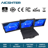 Robuuste industriële triple-screen laptop 17,3 inch draagbare computer i9-13900 desktop CPU GTX 1050Ti 4GB IP65 brede temperatuurbereik