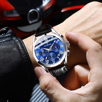 Relojes de Hombre Binbond 0077 B0077, Reloj de Pulsera de Cuarzo de Lujo de Marca Superior, Reloj Masculino de Cuero, Resistente al Agua 30M, Relojes de Moda para Hombre