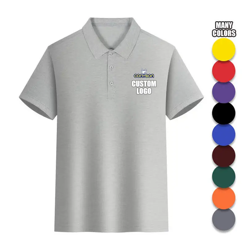 Conyson โลโก้ที่กําหนดเองขายร้อน 200GSM ผ้าฝ้ายธรรมดาเด็ก V คอเสื้อโปโลสีทึบเสื้อผ้าเด็กชายหญิงเสื้อโปโล