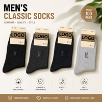Chaussettes classiques en coton pour hommes, douces, respirantes, durables, extensibles, anti-odeur, ajustement parfait, décontractées, pour l'automne, usage quotidien, logo personnalisé OEM 4